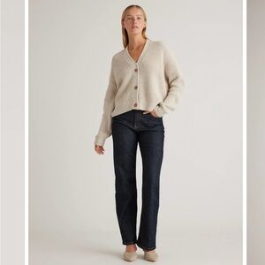 Quince 100% Organic Cotton Boxy Cropped Cardigan